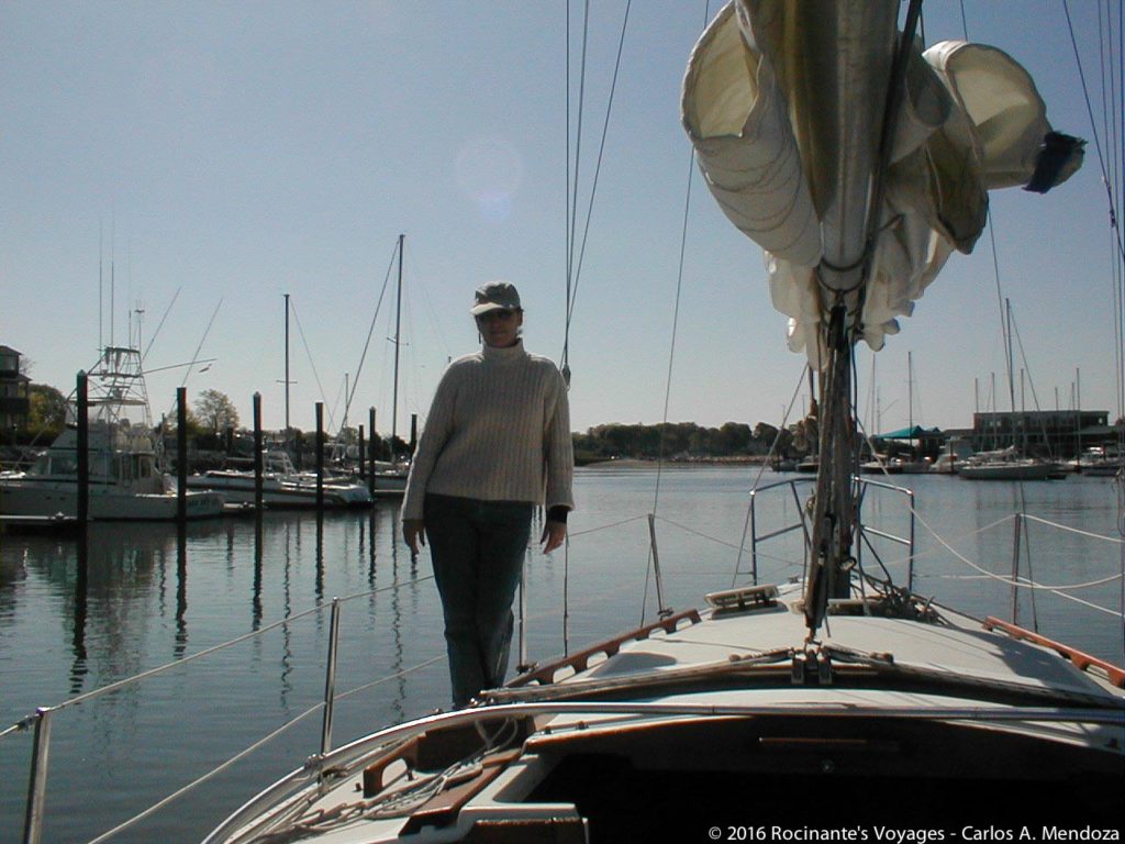 The Admiral looking mighty nautical in her fisherman's sweater!