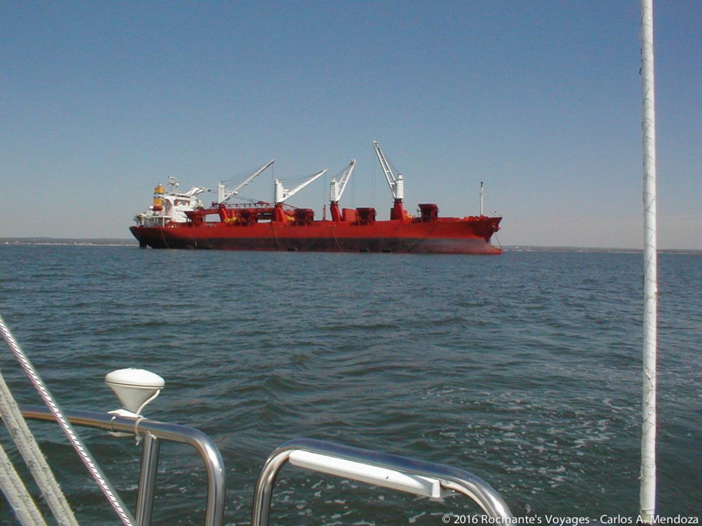 One of the many commercial vessels plying the waters of the Long Island Sound...