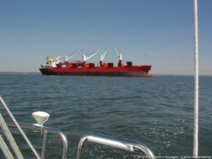 One of the many commercial vessels plying the waters of the Long Island Sound...