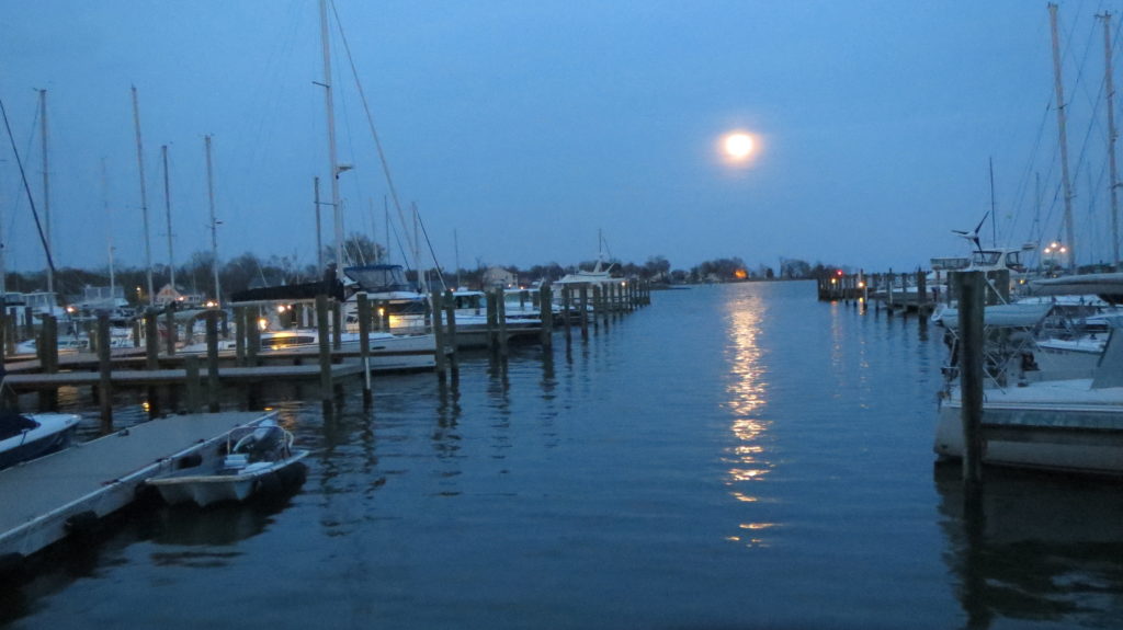 Herrington Harbour North - moonrise at the marina